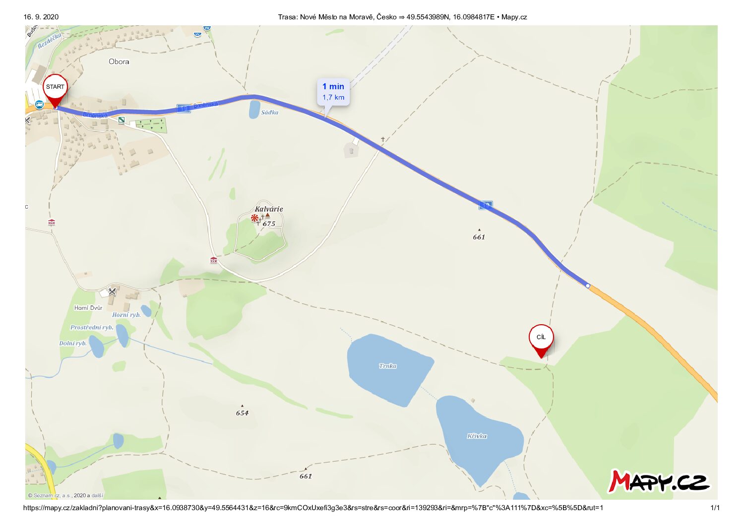 Trasa_ Nové Město na Moravě, Česko ⇒ 49.5543989N, 16.0984817E • Mapy.cz