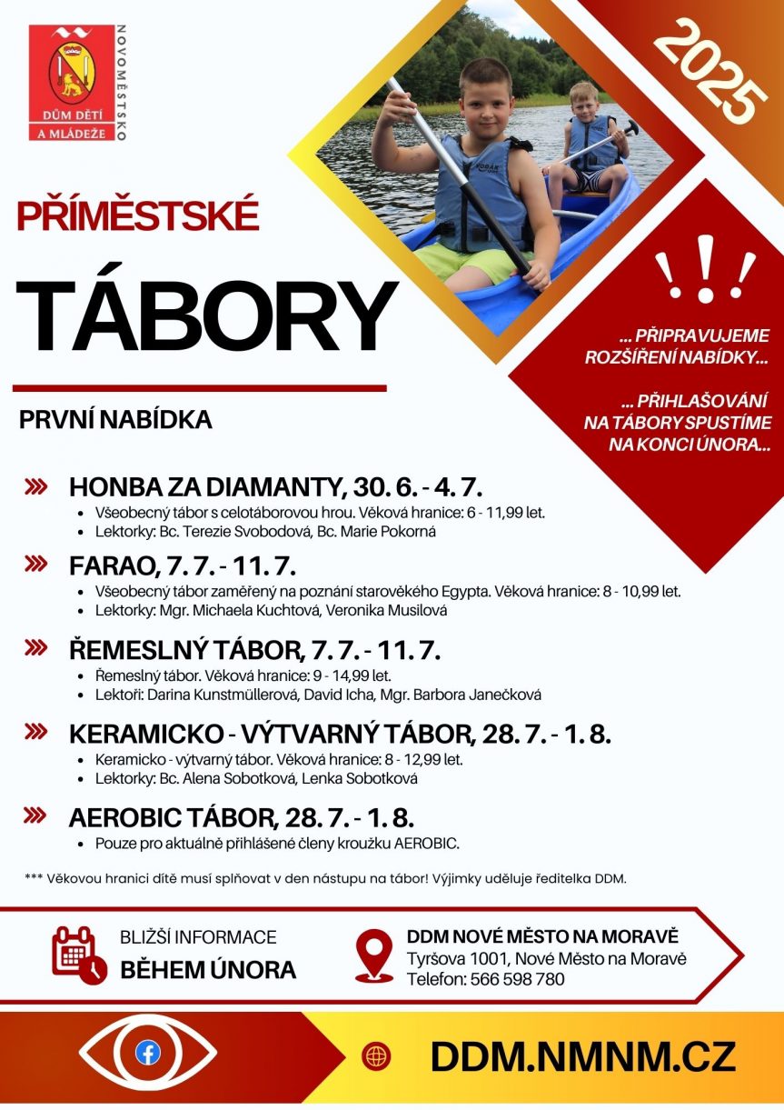 PŘÍMĚSTSKÉ TÁBORY 2025 – PRVNÍ NABÍDKA