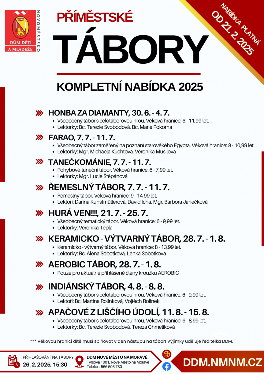 PŘÍMĚSTSKÉ TÁBORY – KOMPLETNÍ NABÍDKA 2025