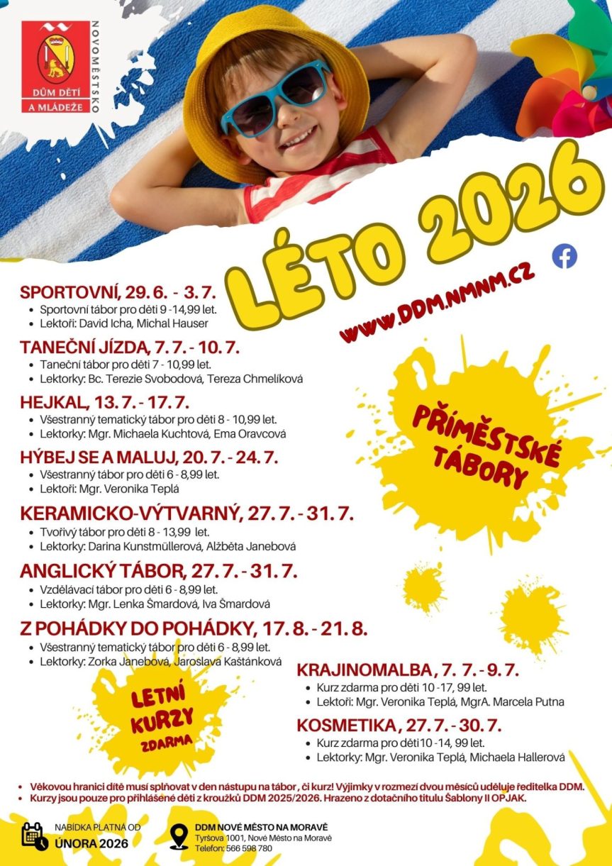 LÉTO 2026 – PŘÍMĚSTSKÉ TÁBORY, KURZY